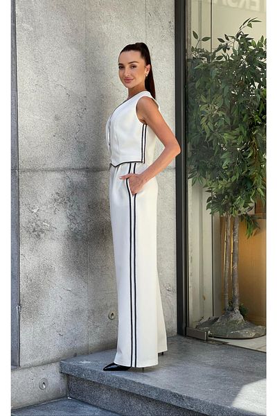 MODATALİKA Add Elegant and Pleasant Touch to Your Style with Trendy Women Shepherd's Stitching Vest and Pants Set