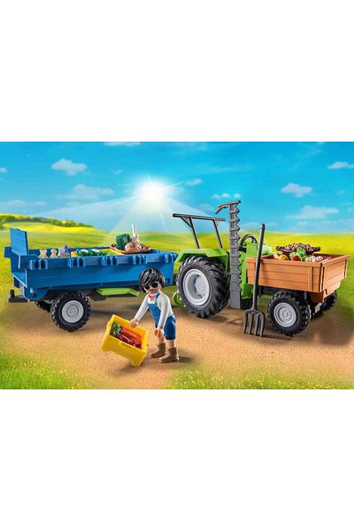 Playmobil - Tractor Cu Remorca Si Muncitor