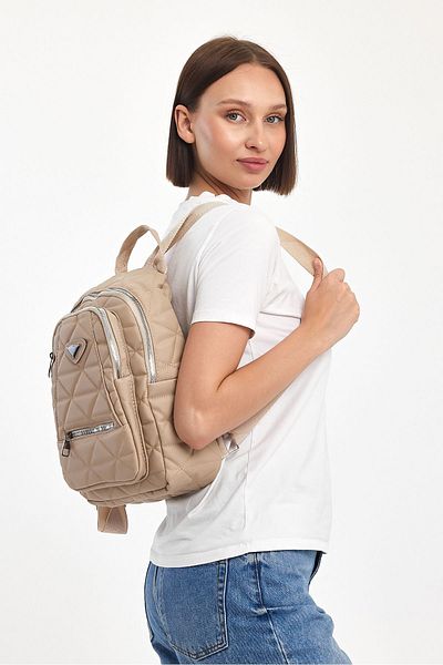 MAMIN Rucsac de zi cu zi cu trei compartimente, cu design matlasat, crem pentru femei