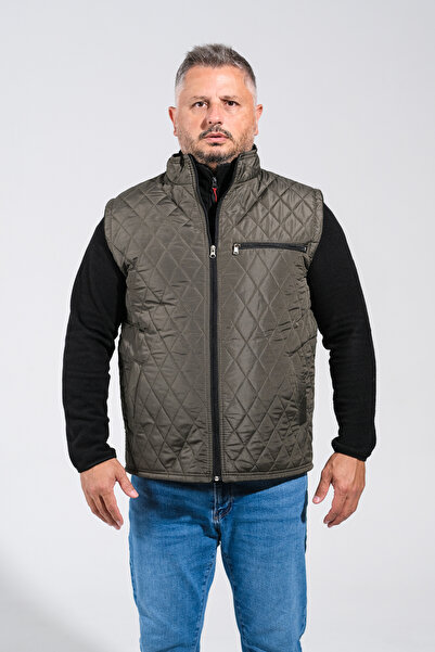 Derin Mavi Thick Quilted Thick Inner Fleece Winter Luxury Vest