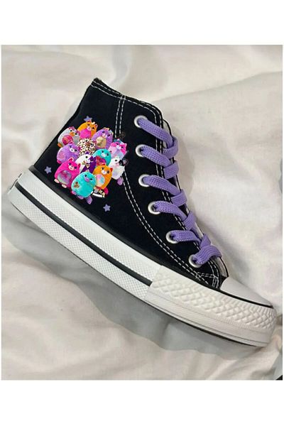 ELİTE STEP Misfittens White Surprise Plush Alb Lung Printed Pantofi sport pentru copii Pantofi sport