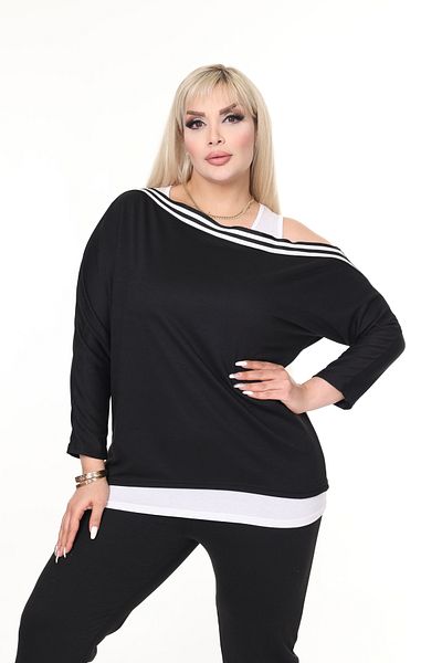 MJORA Black Knitted Under-Top Undershirt 2Thread Large Size Suit