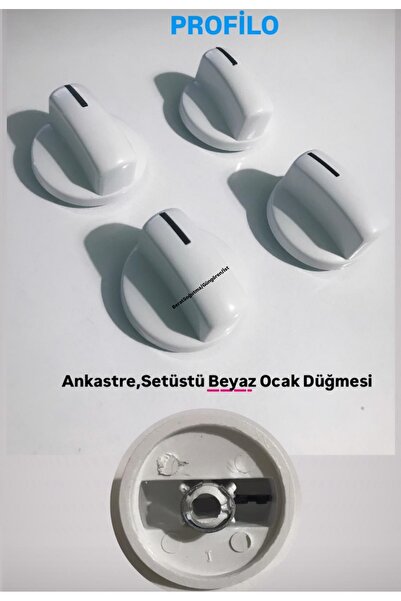 beratsogutma Profilo Uyumlu Ankastre Setüstü Ocak Beyaz Düğme Seti