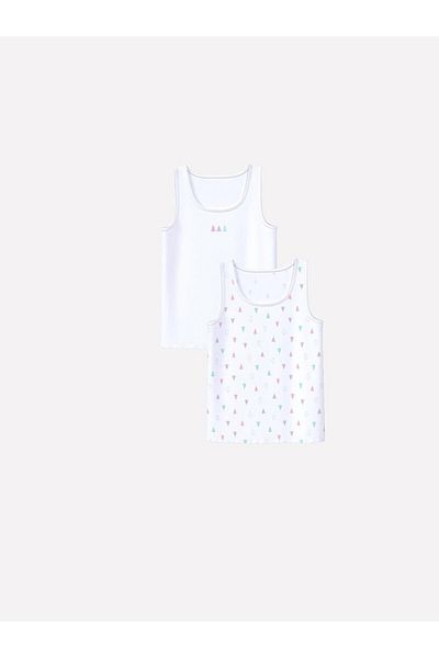 LC Waikiki White Printed Girl's Undershirt Set of 2