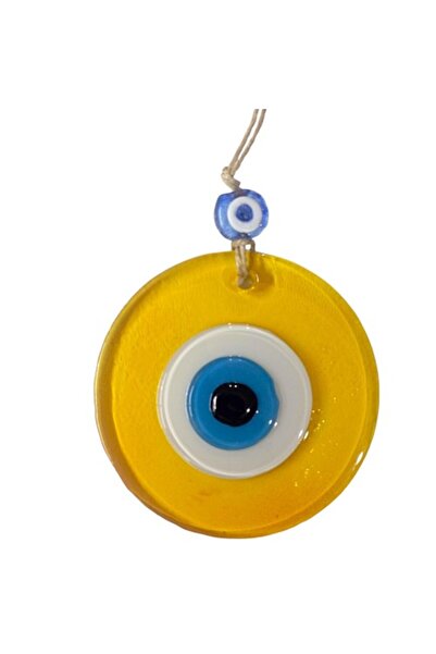 FREEDOM STOREE Transparent Yellow Evil Eye Beaded Wall Ornament 10 cm Glass W...