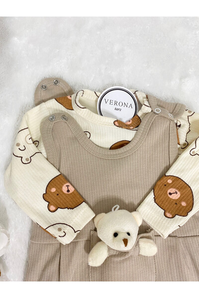 VERONA TARZ 2-Piece Cotton Baby Boy Toy Salopet Set - Long Sleeve, Snap Fastener Newborn Outfit