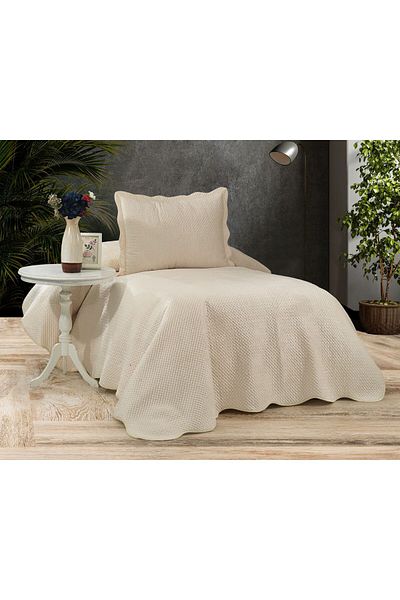 FeelHome Eliza Velvet Single Ultra Luxury Bedspread Set Ecru