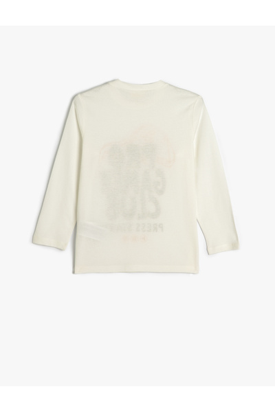 Koton Tişört Oyun Temalı Baskı Detaylı Uzun Kollu Bisiklet Yaka Pamuklu