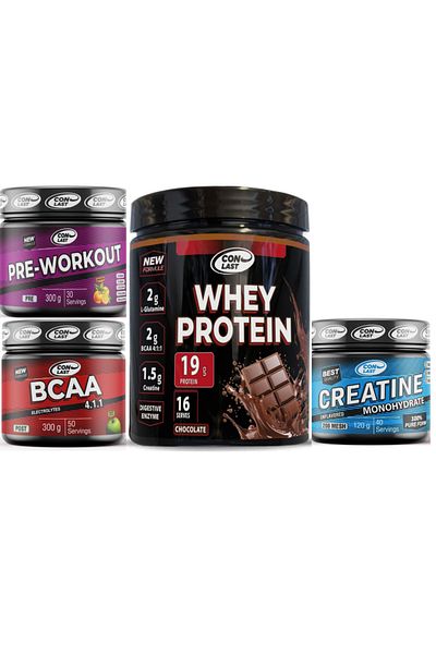 Conlast Pre-Workout Whey Protein - Chocolate, 400G/Bcaa 300G/Creatine 120g
