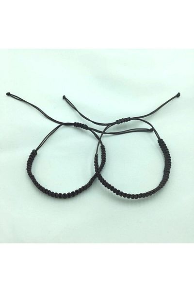 Tralles Takı Double Macrame Braided Dark Brown Bracelet