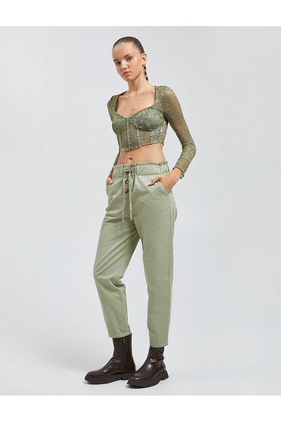 Koton Carrot Trousers Elastic Waist Tie Cotton Pocket