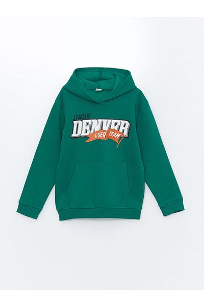 LC Waikiki LCW Kids Green Hooded Boys Χοντρή φόρμα αθλητικής φόρμας