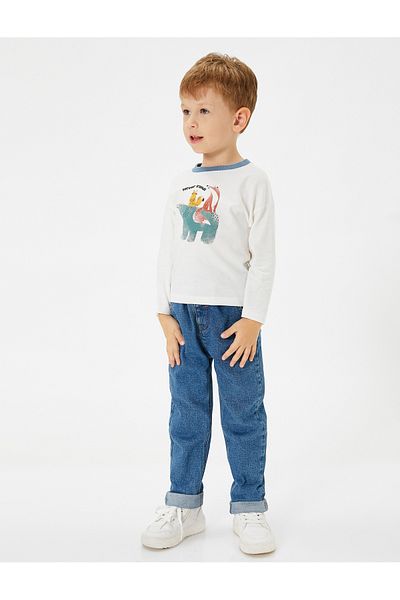 Koton Printed T-Shirt Long Sleeve Crew Neck Cotton
