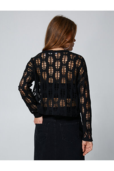 Koton Μακρυμάνικο T-Shirt Πλεκτά ανοιχτή λαιμόκοψη