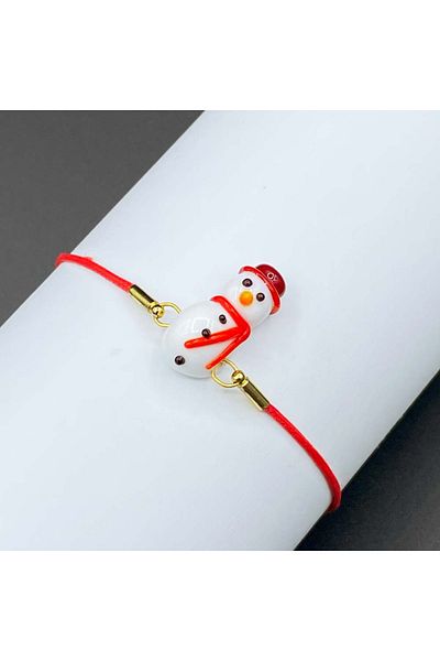 Polonezköy Cam Sanat Merkezi Glass Bracelet with Snowman - New Year's Special Design Lucky Bracelet