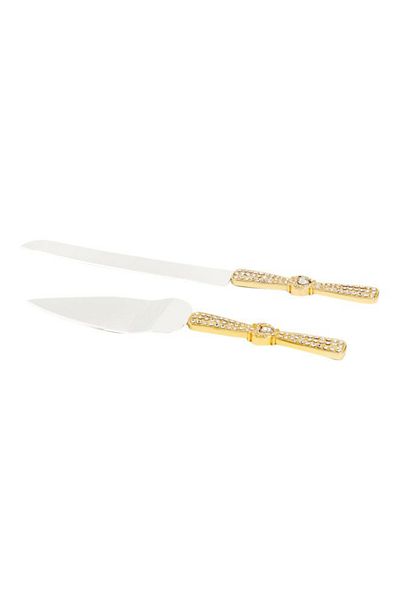 Dania 2-Piece Cake Knife Set Gold/Silver 1xCake Shovel 13x37x3 , 1xLarge Knife 20cm