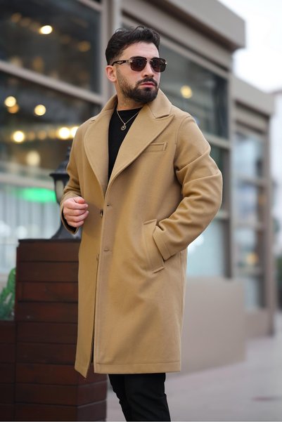 MİS MODA Men's Oversize Winter Long Stamp Coat
