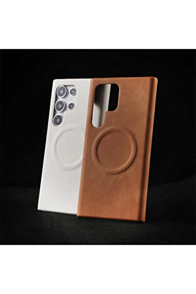 Wevox Samsung Galaxy S23 Ultra Uyumlu Deri Magsafe Kılıf Yüksek Kaliteli Kablosuz Şarj Destekli Manyetik