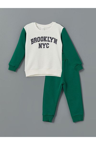 LC Waikiki Lcw Baby Crew Neck Printed Baby Boy 2-Piece Set