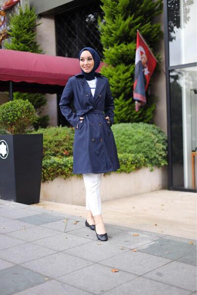 HARMAN BUTİK Women's Belted Buttoned Trench Coat