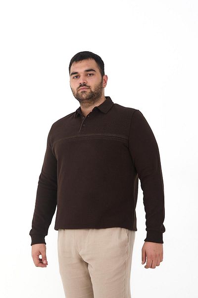 Maccali Men's Relaxedfit Winter Oversized Plain Brown Polo Neck T-Shirt