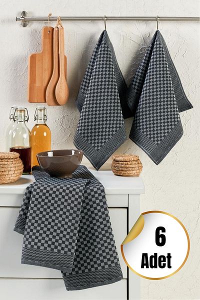 TİNİMİNİ HOME Lavetă de uscare pentru bucătărie cu model carouri |   40x60 cm |   6 buc