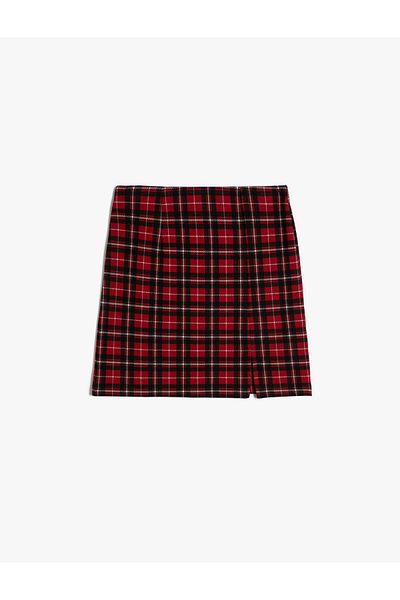 Koton Mini Skirt A-Line Slit Detailed Normal Waist