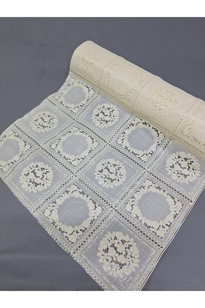 Başak Ev Tekstili Culoarea crem PVC Trim Lace Runner - Acoperire pentru rafturi și dulapuri