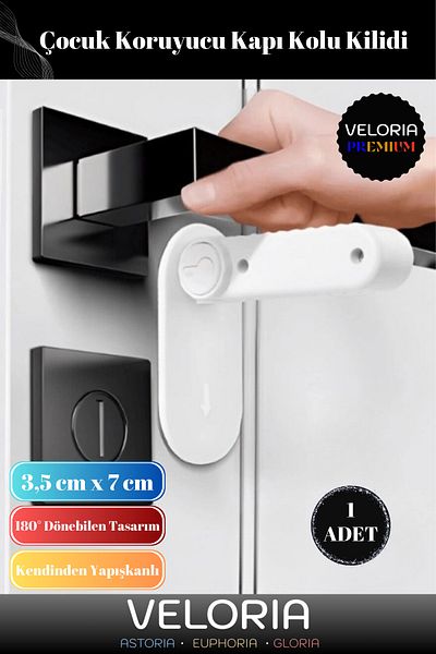 LuZo Premium Series Buttoned 180 Degree Rotatable Child Baby Protective Door Handle Lock 1 Piece