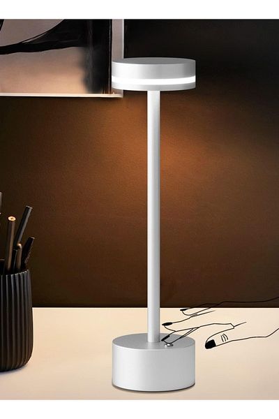 Taimi Wireless Table Lamp, Slim Angle, Integrated LED, 1500mAh, Aluminum, Silver