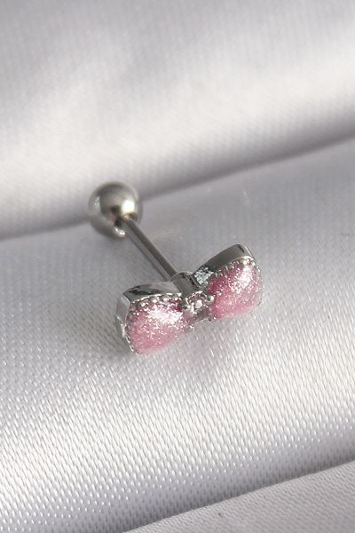 ANATOLİA TASARIM 316L Steel Silver Color Pink Ribbon Zircon Stone Detail Tragus Piercing - Tj-Pr1295