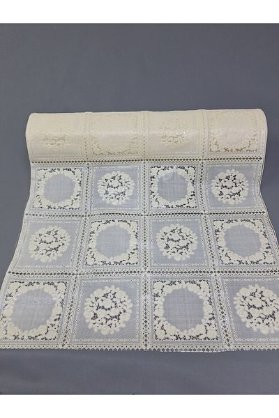 Başak Ev Tekstili Culoarea crem PVC Trim Lace Runner - Acoperire pentru rafturi și dulapuri