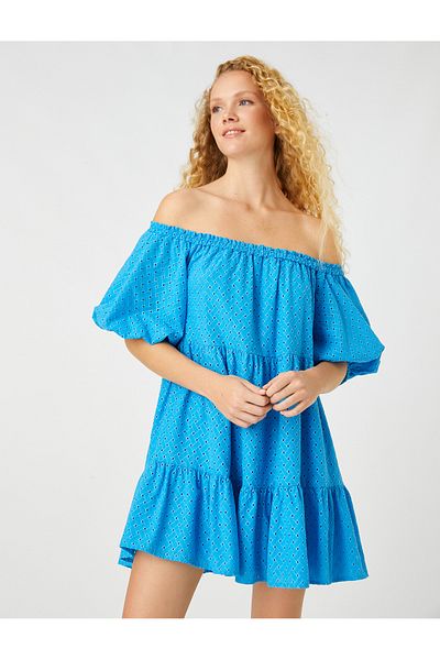 Koton Melis Ağazat X - Off Shoulder Scallop Mini Dress