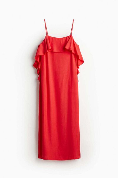 H&M Flounce-trimmed slip dress