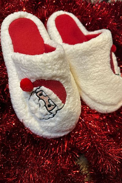 STOCON Papuci de Crăciun pufosi pentru copii de Anul Nou - Papuci de casă cu figura tatălui NOEL105