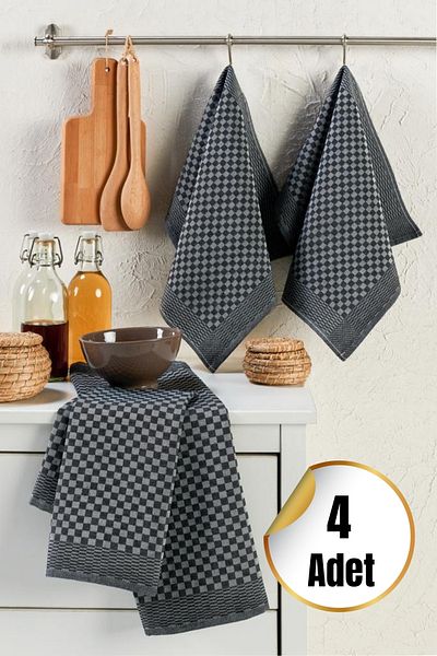 TİNİMİNİ HOME Lavetă de uscare pentru bucătărie cu model carouri |   40x60 cm |   4 buc