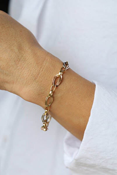 Yenigün Kuyumculuk 14 Ayar Altın Üç Renkli Hallow Bileklik