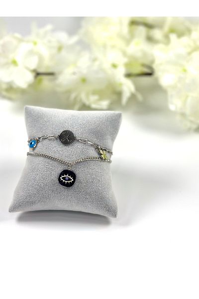 Store 316L Steel Evil Eye Silver Tarnish-Free Bracelet