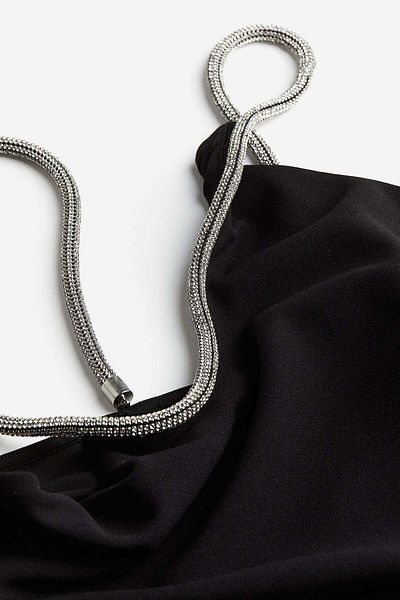 H&M Rhinestone-strap one-shoulder dress