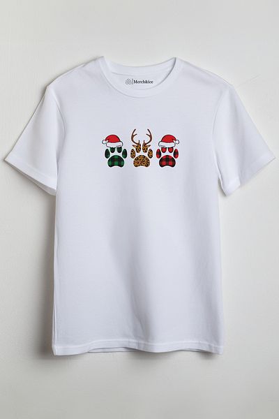 SM Satranç Medya Μπλουζάκι Unisex με Πρωτοχρονιάτικο στάμπα Deer Paws 3 τεμαχίων