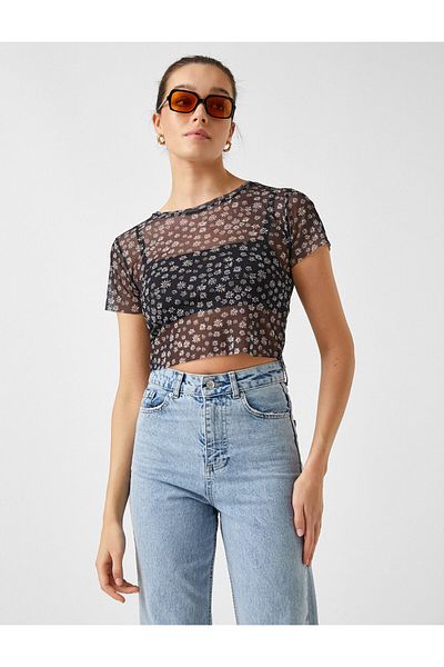 Koton Tricou din tul cu model cu decolteu