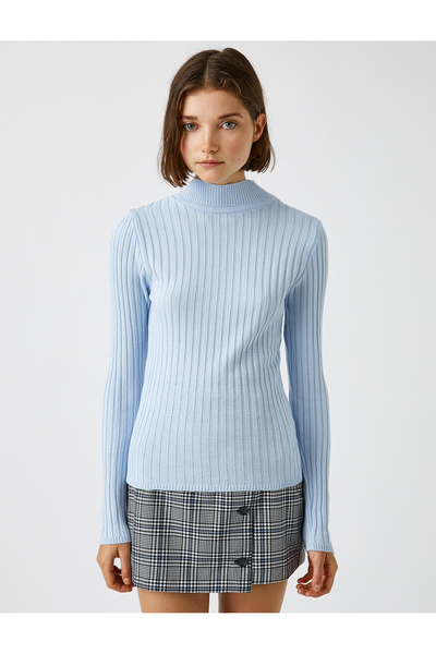 Koton Rolákový žebrovaný úpletový svetr s dlouhým rukávem