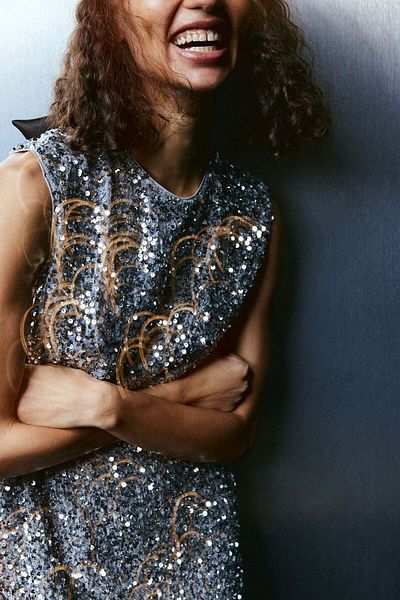 H&M Sequined tie-back dress