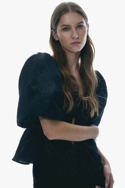 H&M Jacquard-weave tie-front blouse