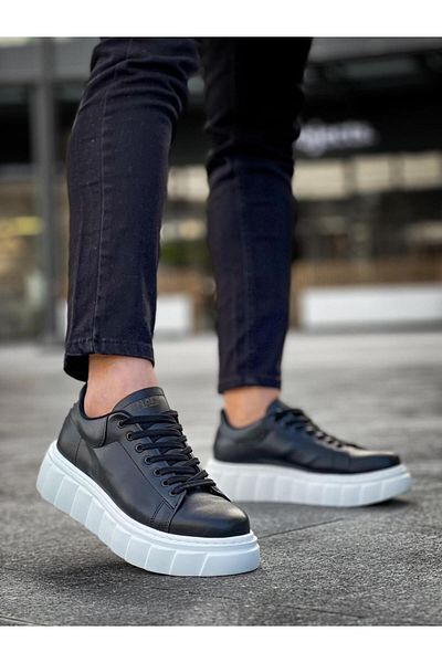 Knack High Sole Casual Shoes 144 Black (White Sole)
