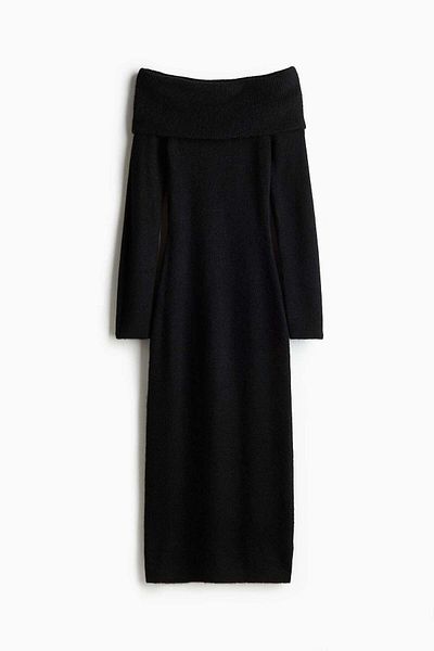 H&M Off-the-shoulder fine-knit dress