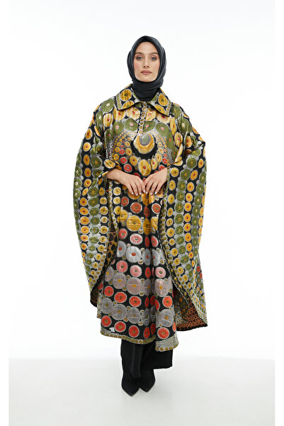 Setrms Haki Yaka Detaylı Jakarlı Panço 2413283