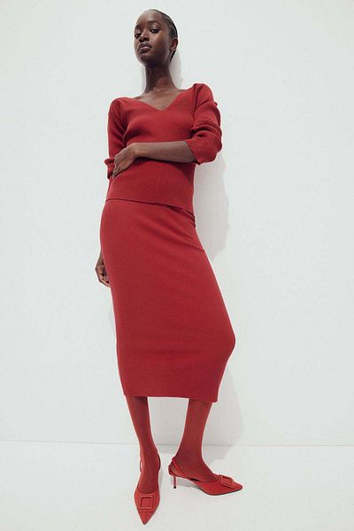 H&M Rib-knit pencil skirt