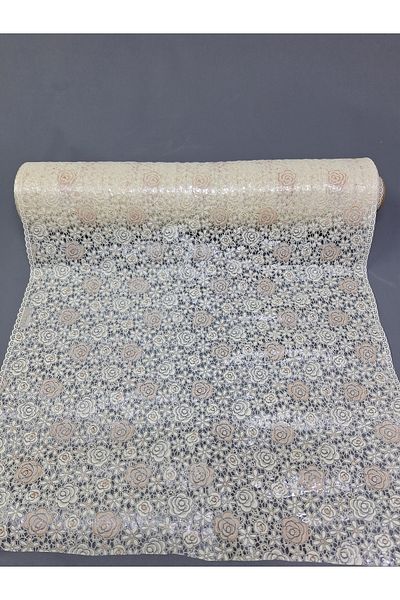 Başak Ev Tekstili Culoarea crem PVC Trim Lace Runner - Acoperire pentru rafturi și dulapuri