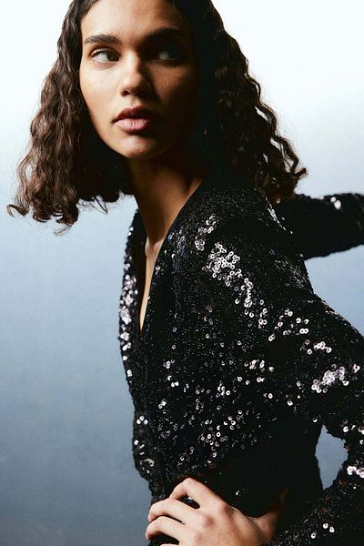 H&M Sequined wrap dress